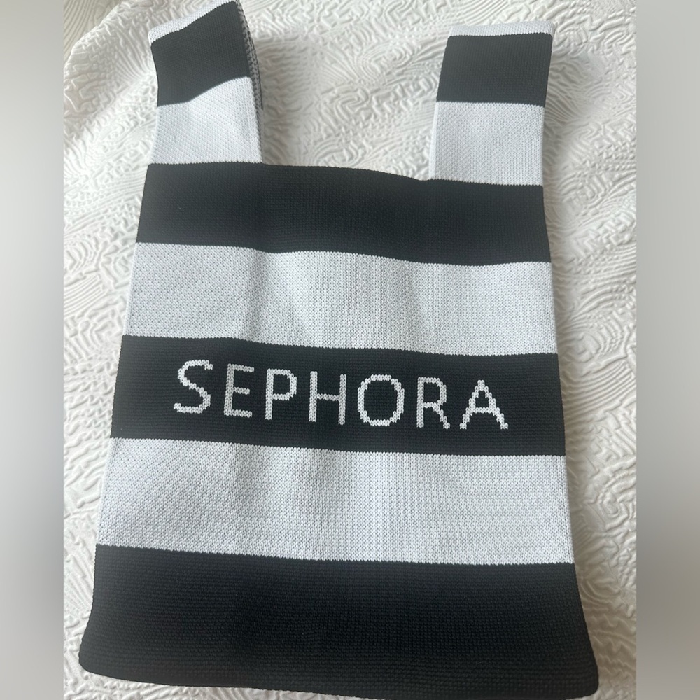 Sephora Black and White Striped Tote Bag